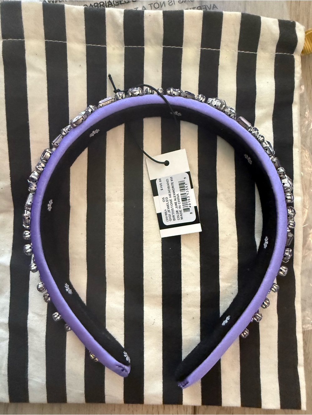 Lele Sadoughi, NWT Jeweled Headband Gigi June Jewel birthstone, purple